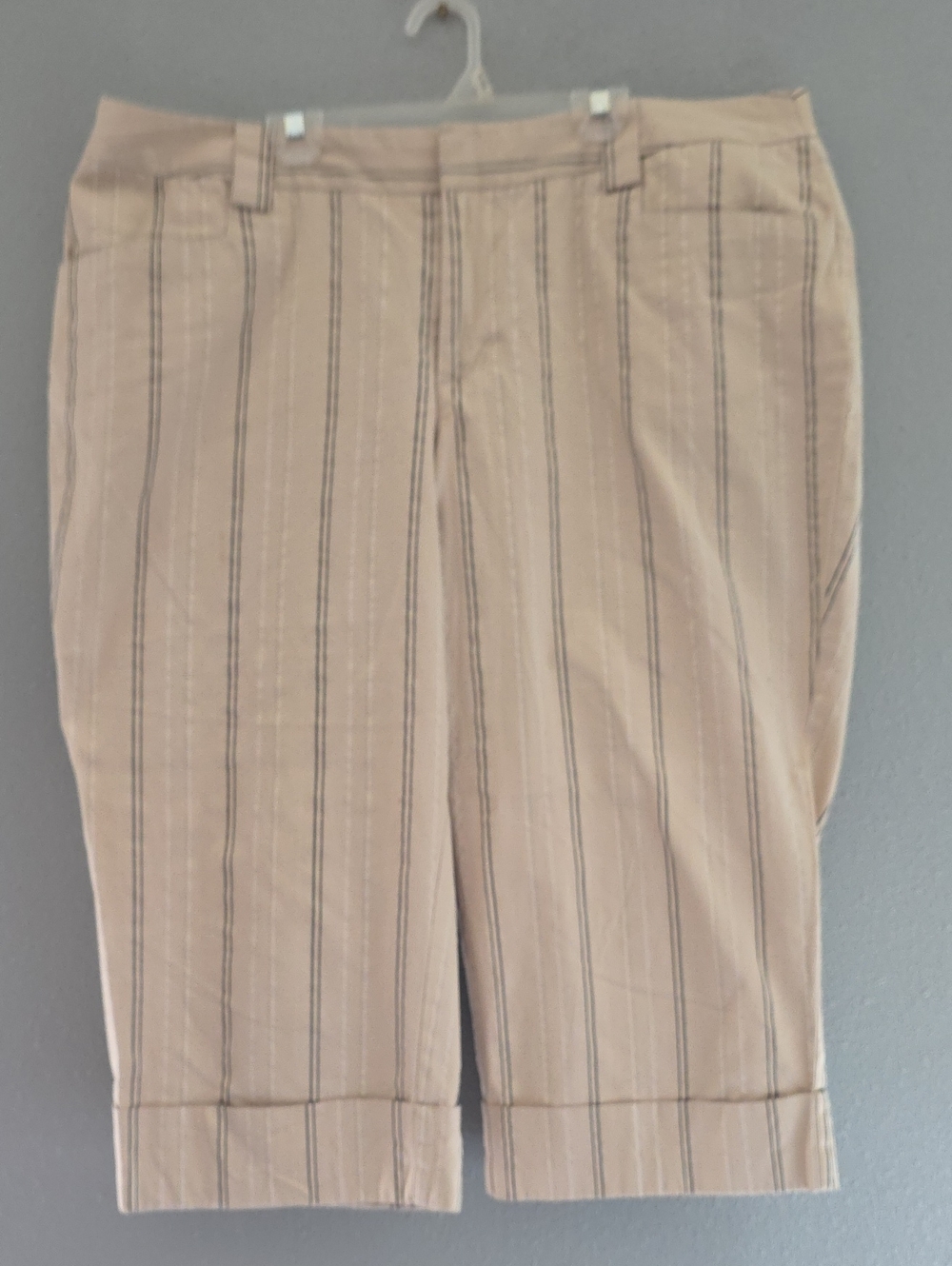 Venezia Beige Pinstripe Capris